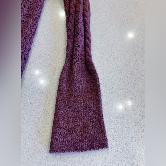 Free People open knit burgundy sweater Bonnie Vampire Diaries wore this style - Picture 9 of 12